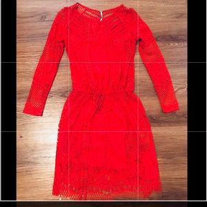 FREE PEOPLE Pimento Red Lace Dress X Small